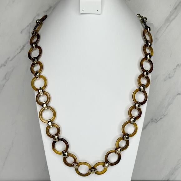 Liz Claiborne Chunky Plastic and Gold Tone Long Chain Link Necklace - Picture 1 of 9